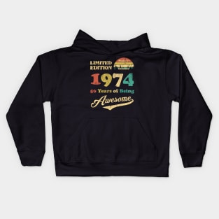 Made In October 1974 50 Years Of Being Awesome Vintage 50th Birthday Kids Hoodie